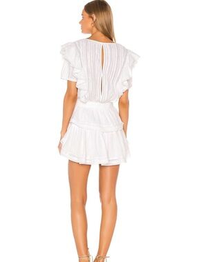 LoveShackFancy White Ruffle Tiered Mini Dress size M